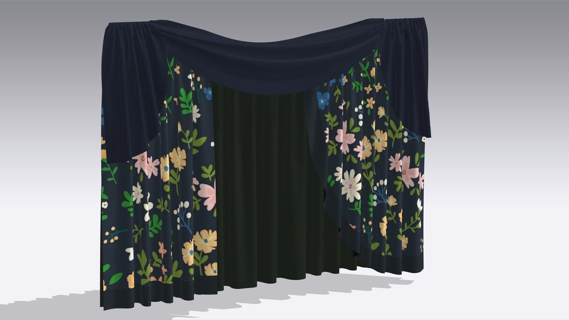 Curtain Low-poly 3D model_2