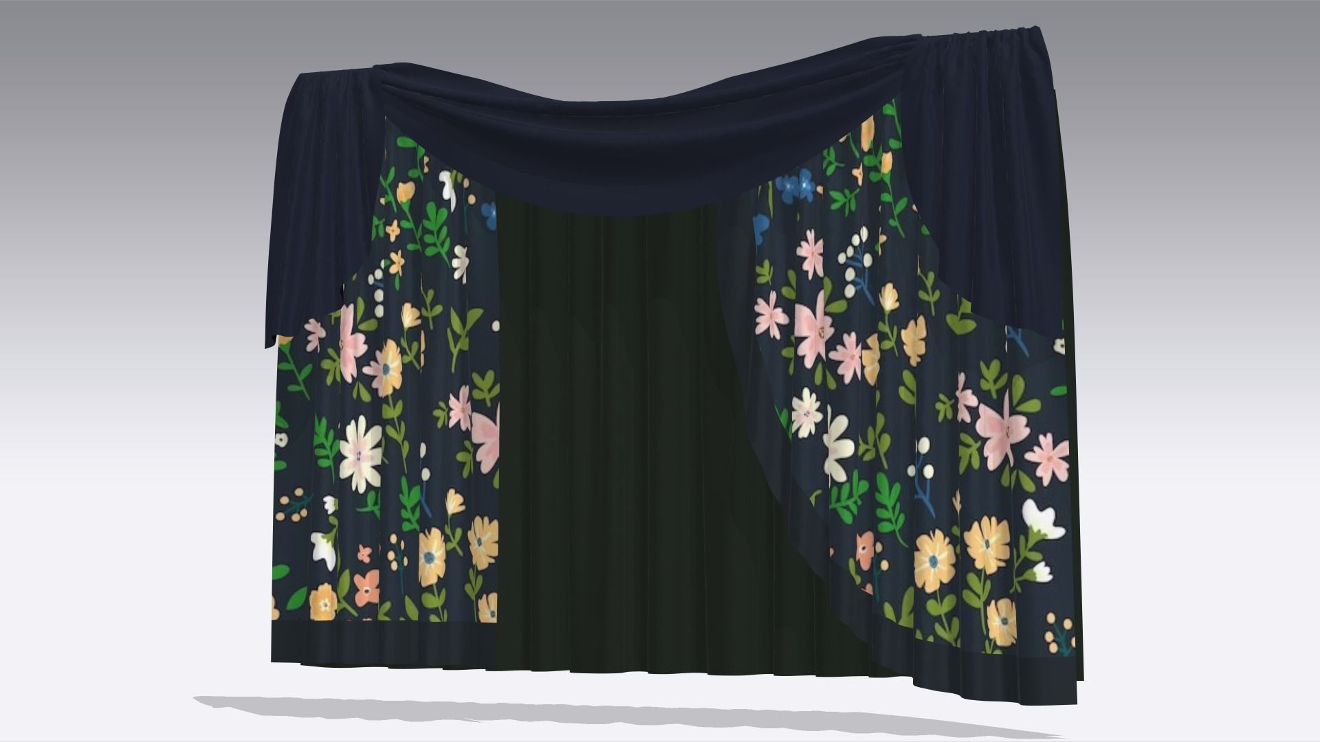 Curtain Low-poly 3D model_4