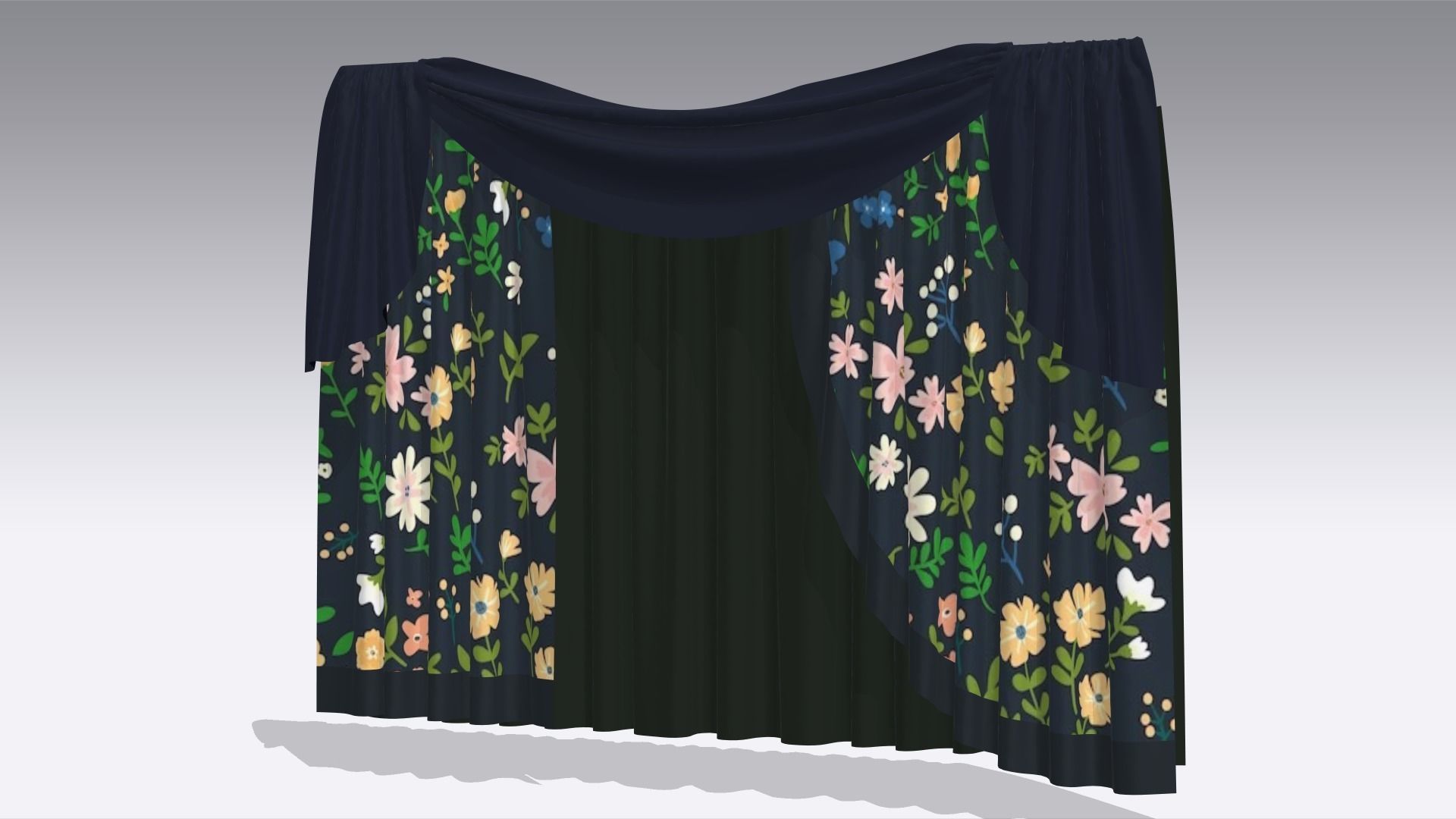 Curtain Low-poly 3D model_1