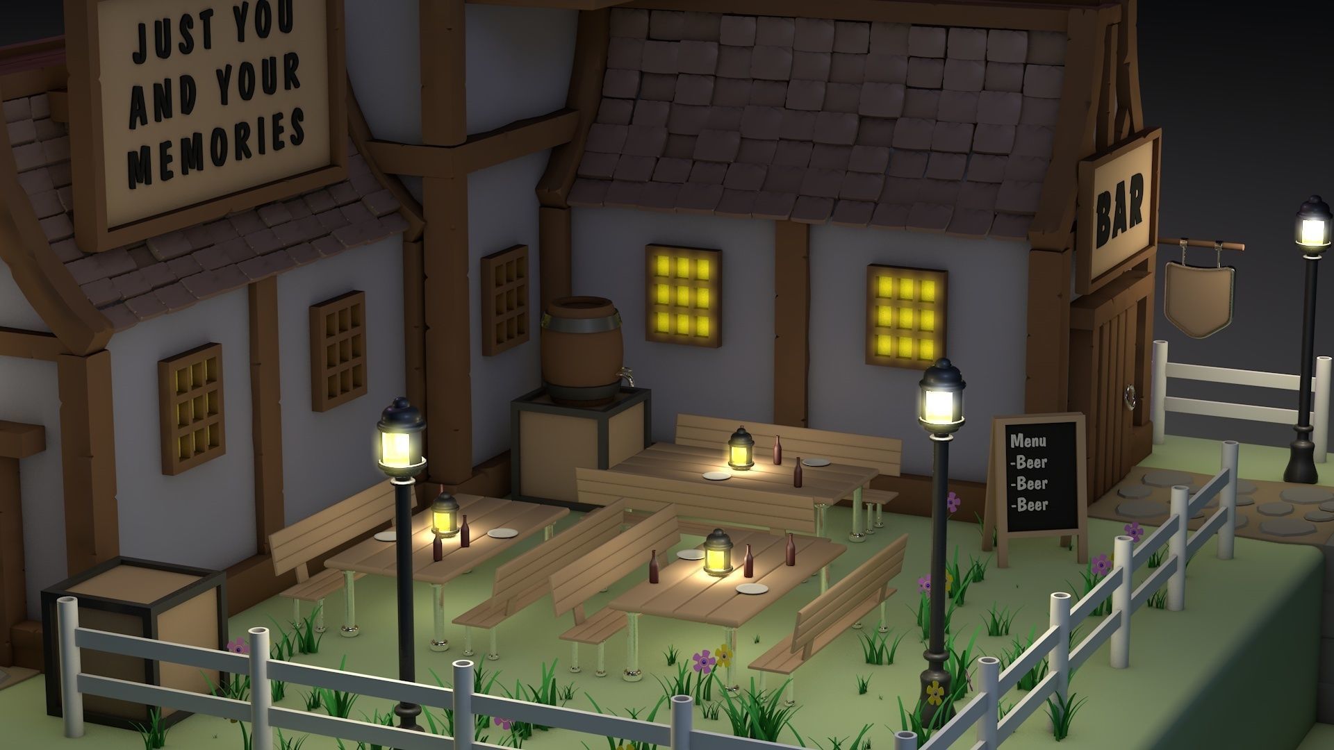 Bar 3D model Low-poly 3D model_2