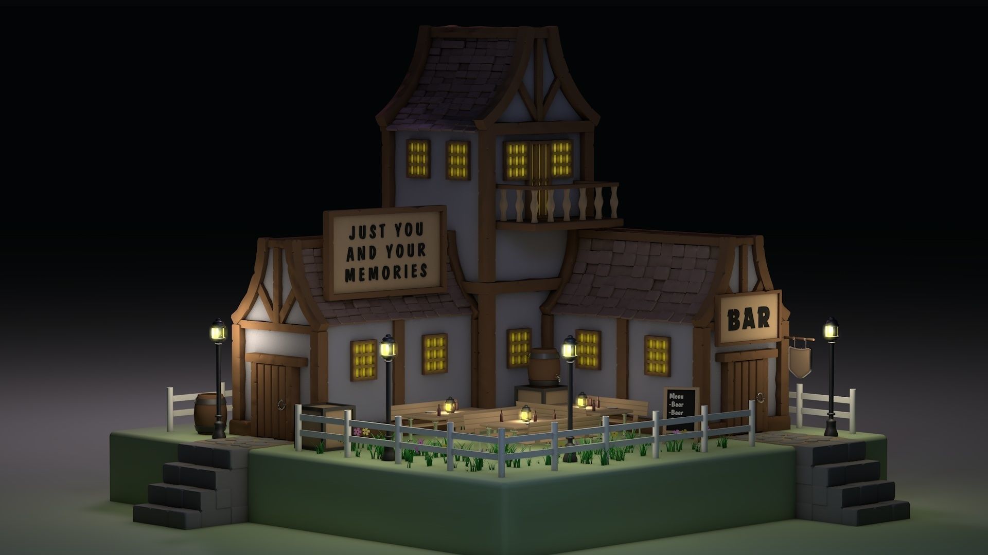 Bar 3D model Low-poly 3D model_1