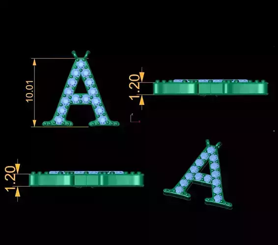 Alphabet-A Diamond pendant 3D print model