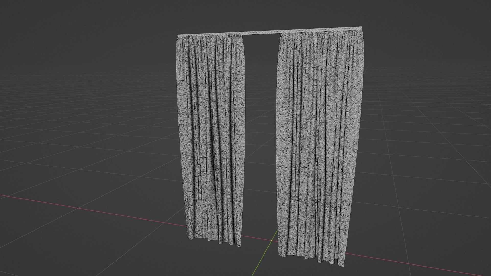 Curtain Low-poly 3D model_8