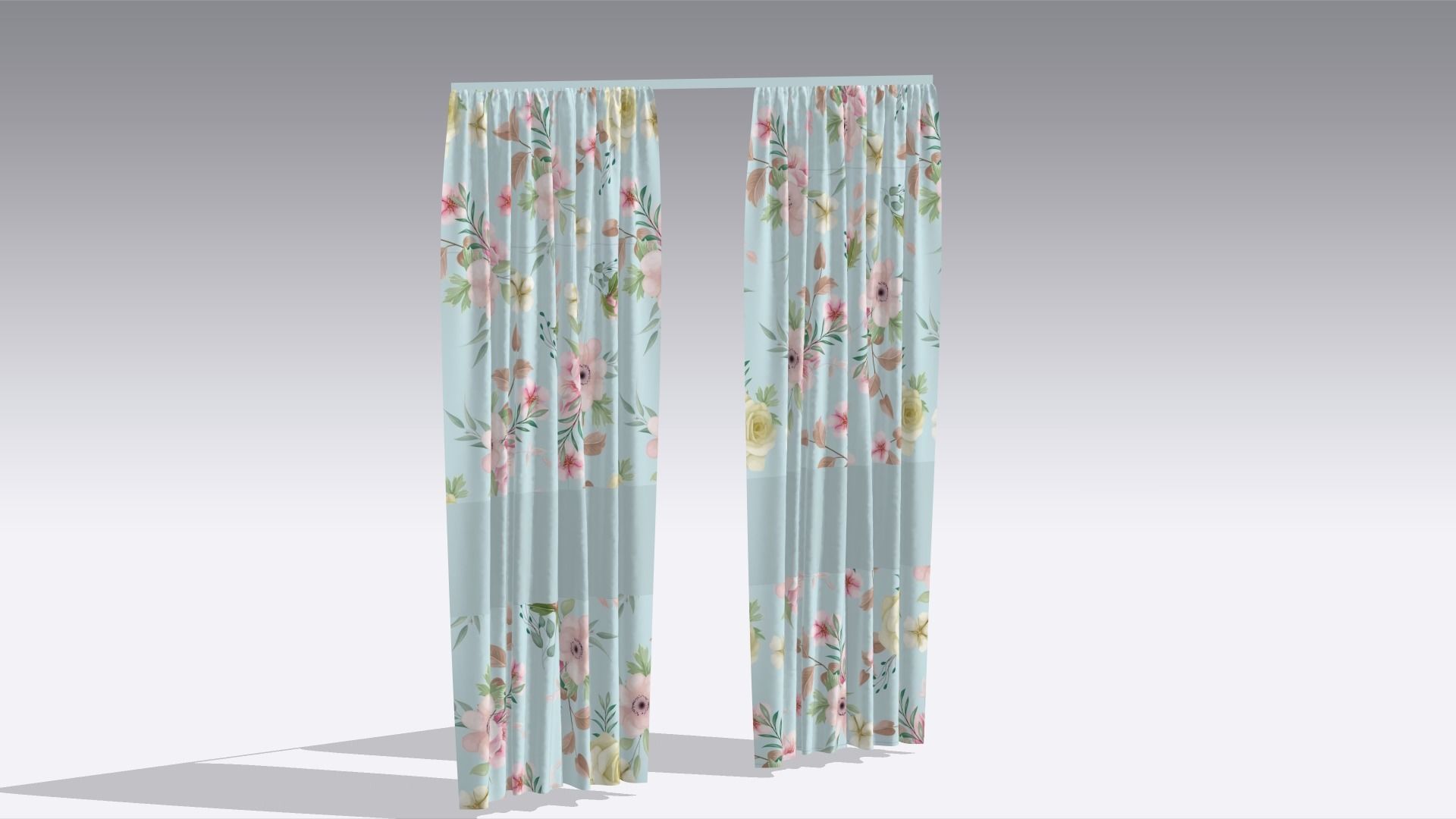 Curtain Low-poly 3D model_1