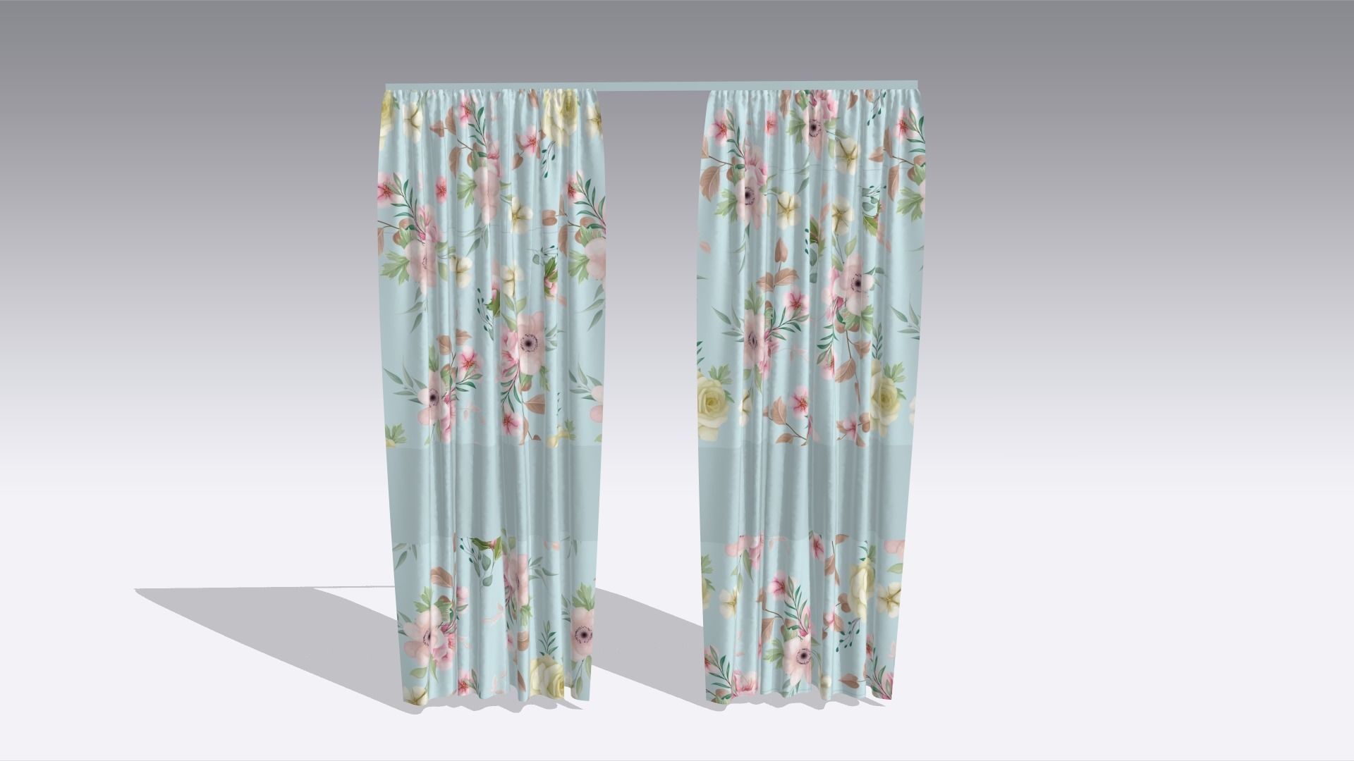 Curtain Low-poly 3D model_3