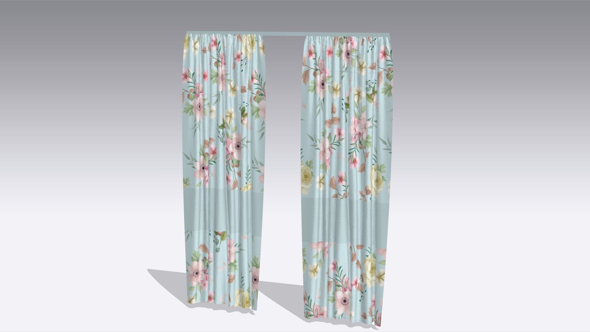 Curtain Low-poly 3D model_2