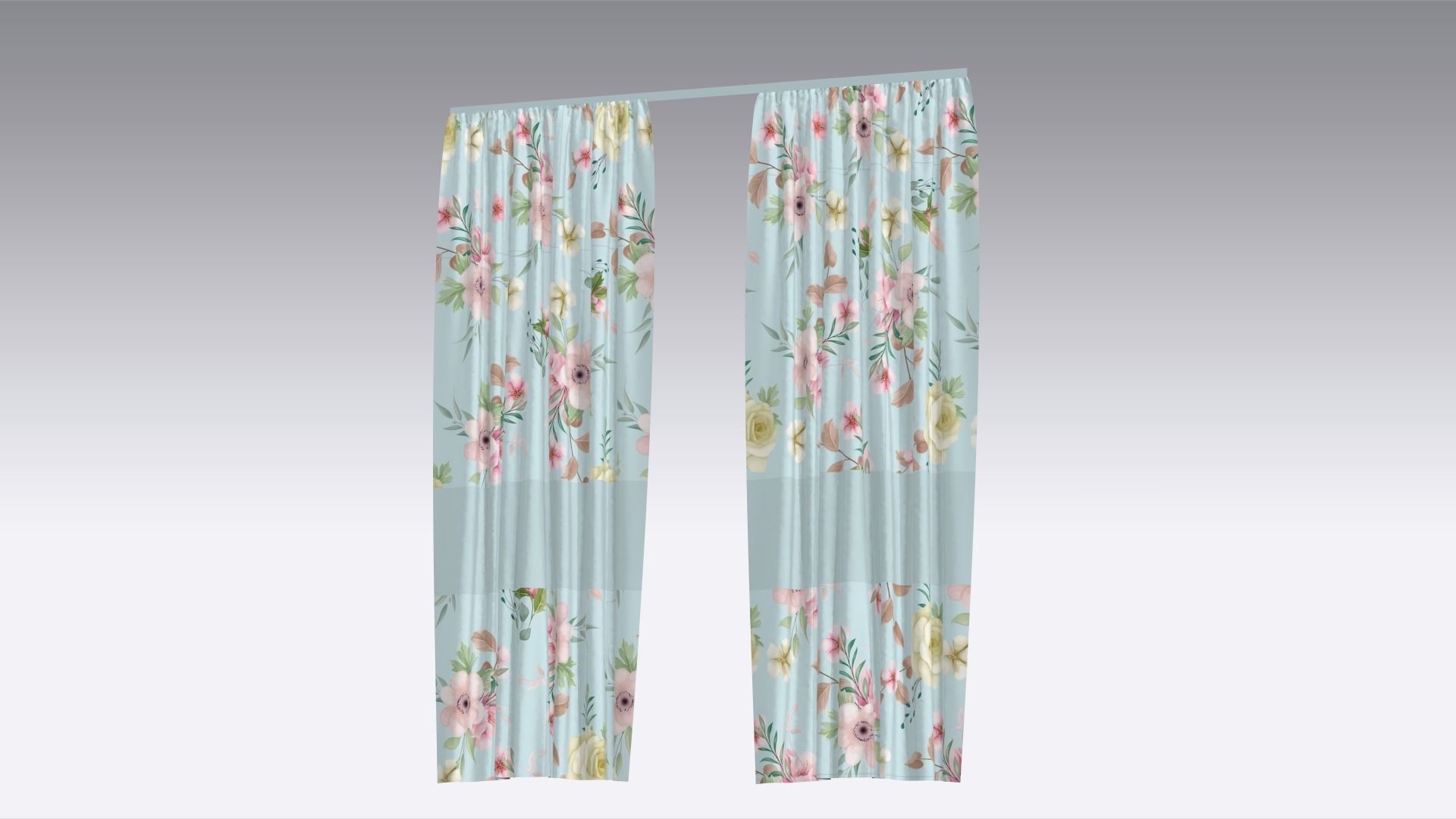 Curtain Low-poly 3D model_4