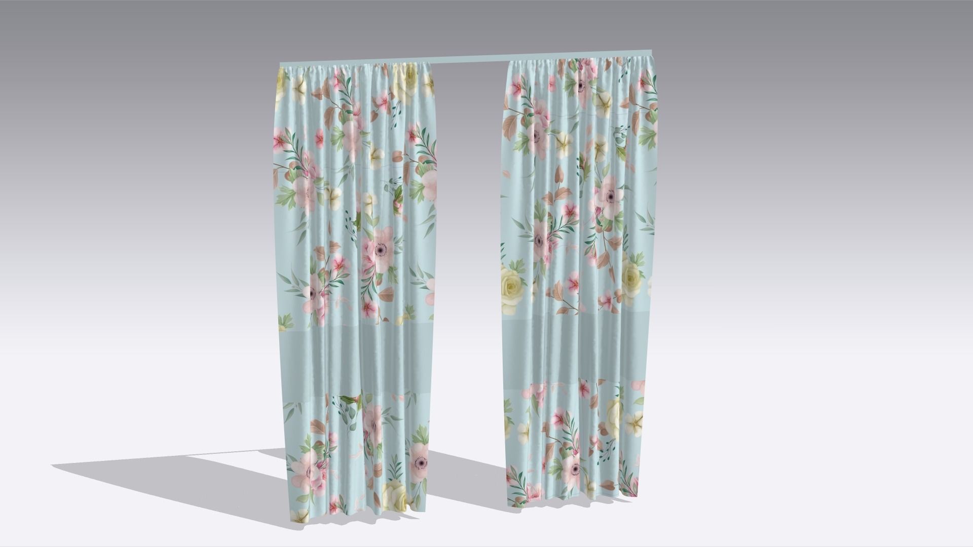 Curtain Low-poly 3D model_6