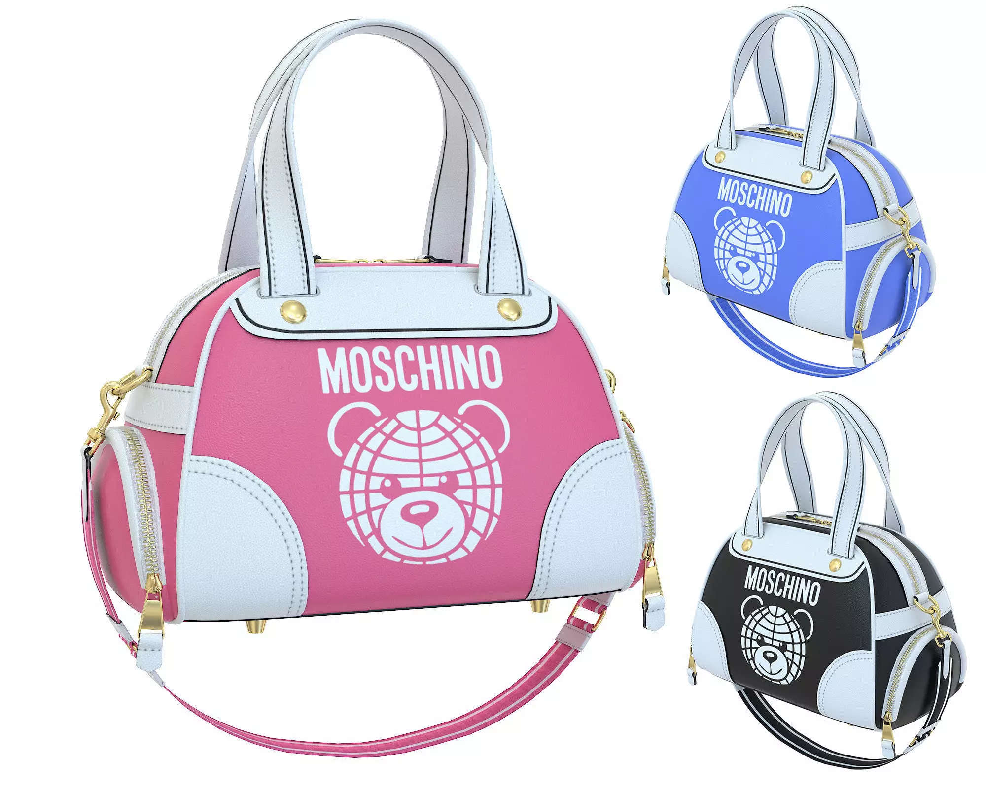 Moschino Teddy Bear Bowling Bag Low-poly 3D model_0