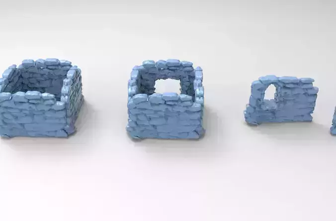 Stylised medieval ruin wall collection 1