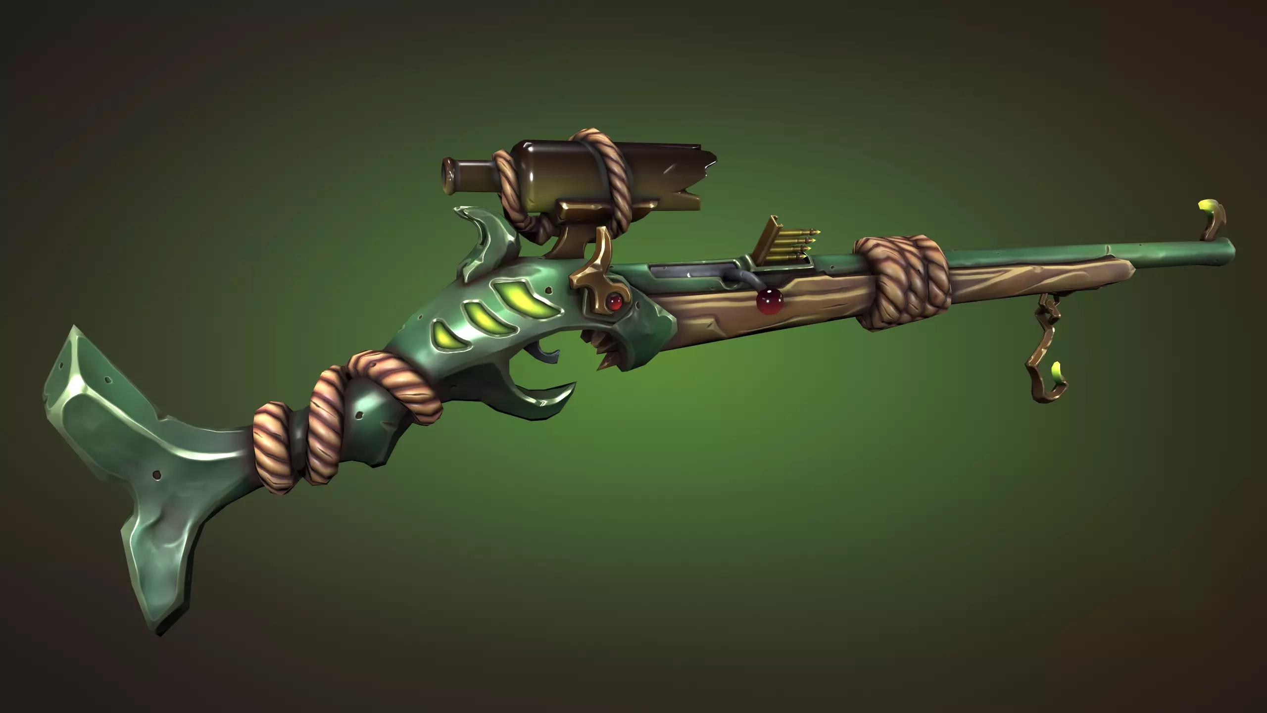 Shark sniper rifle Low-poly 3D model_0