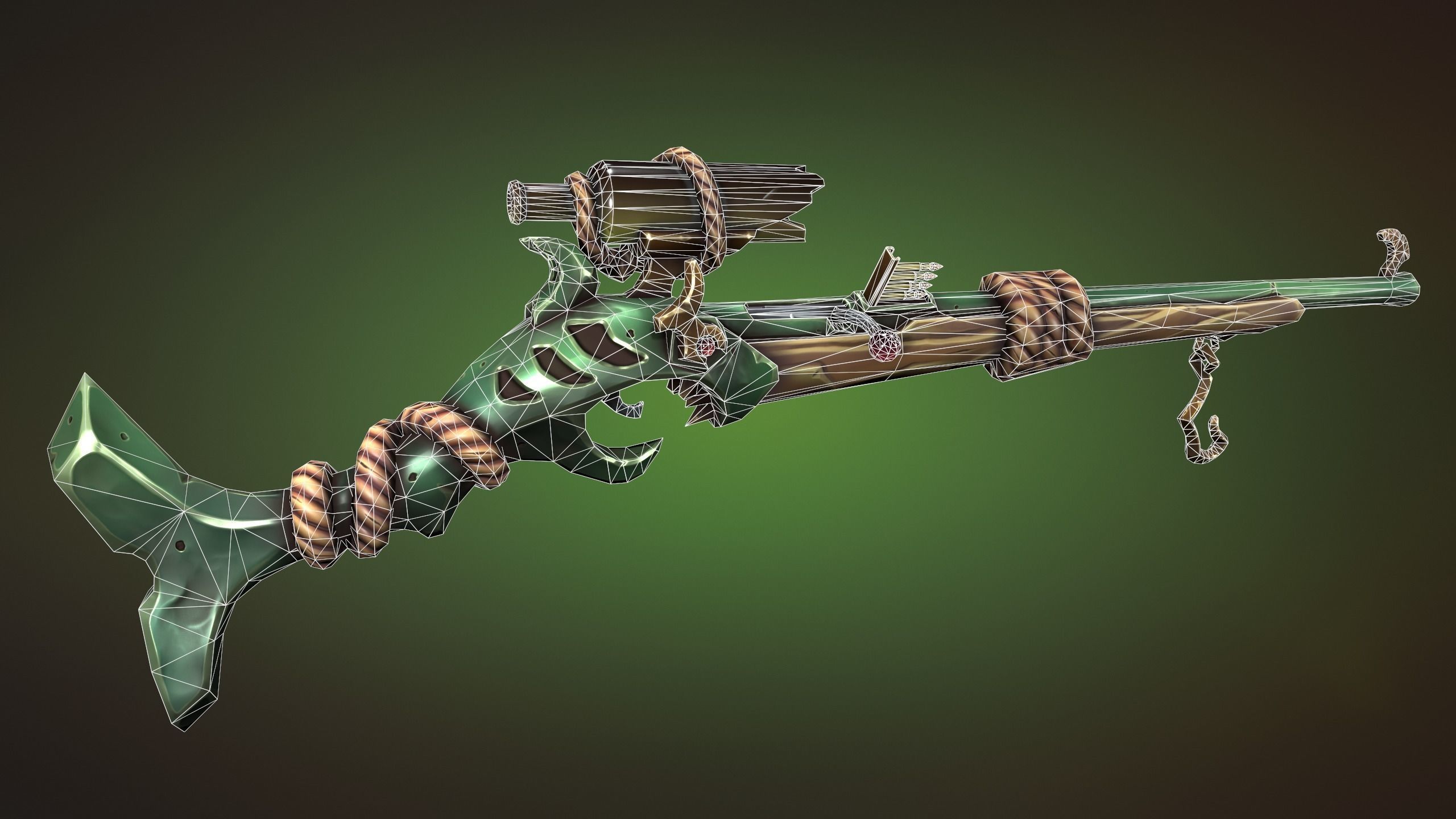 Shark sniper rifle Low-poly 3D model_2