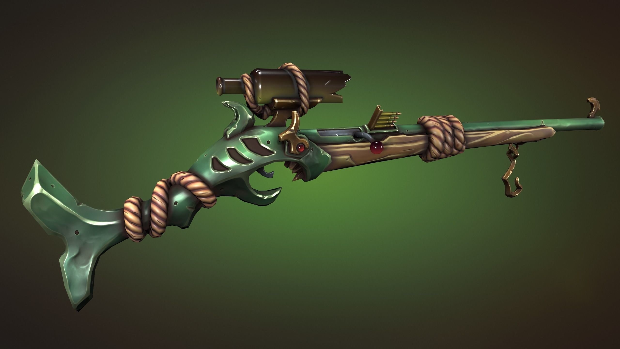 Shark sniper rifle Low-poly 3D model_1