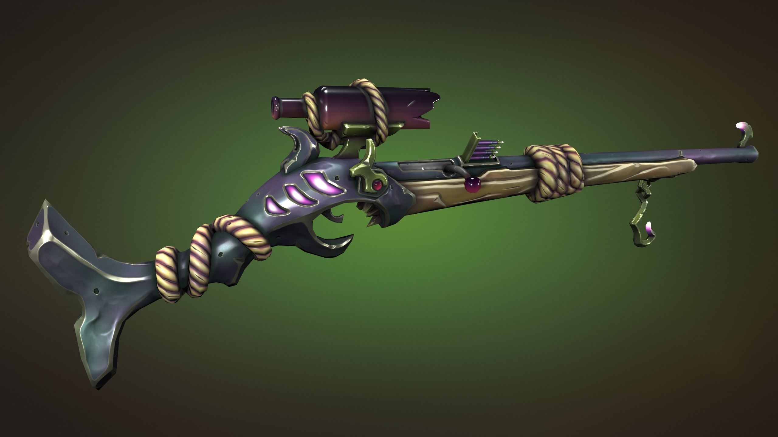 Shark sniper rifle Low-poly 3D model_5