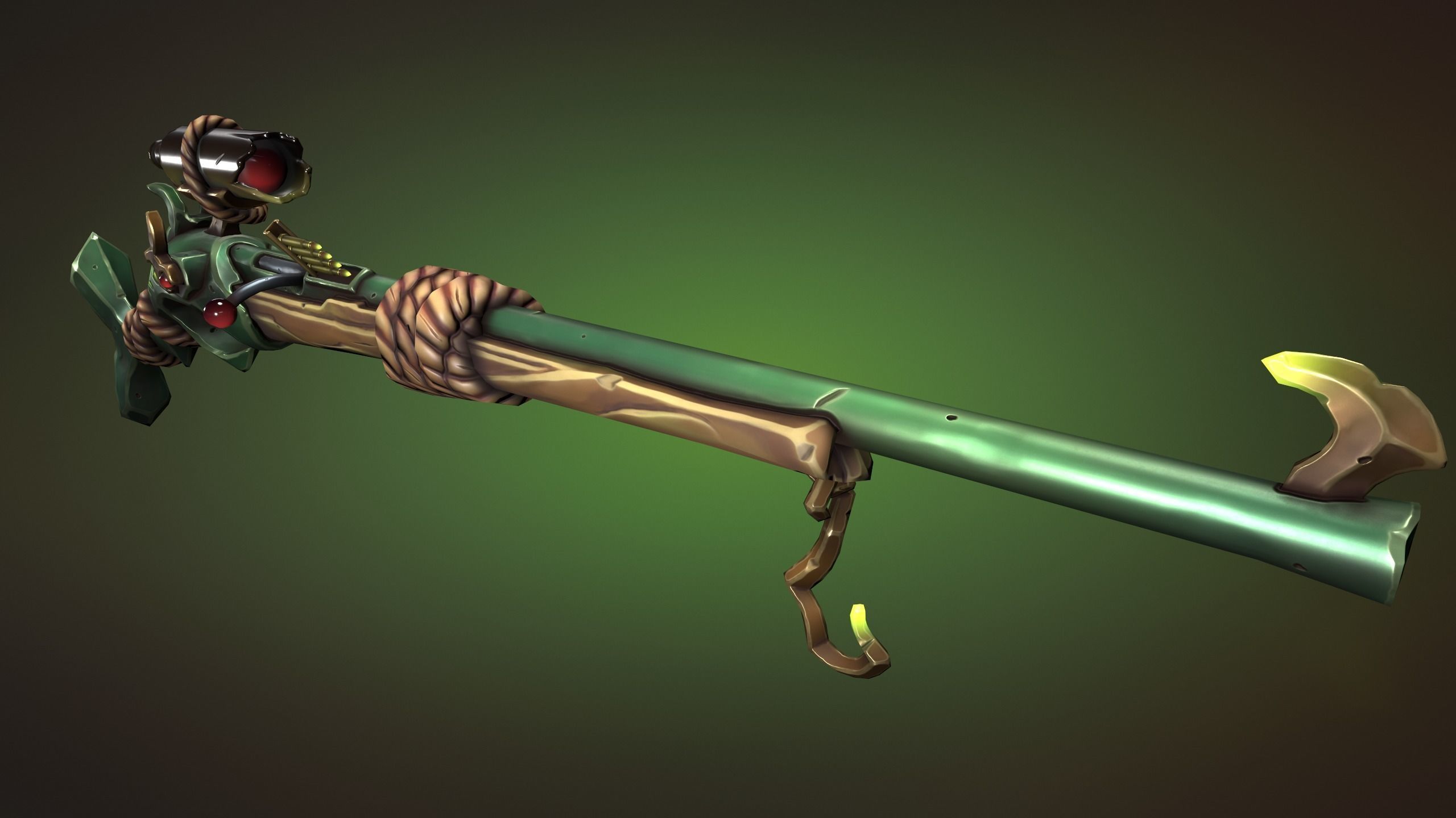 Shark sniper rifle Low-poly 3D model_12