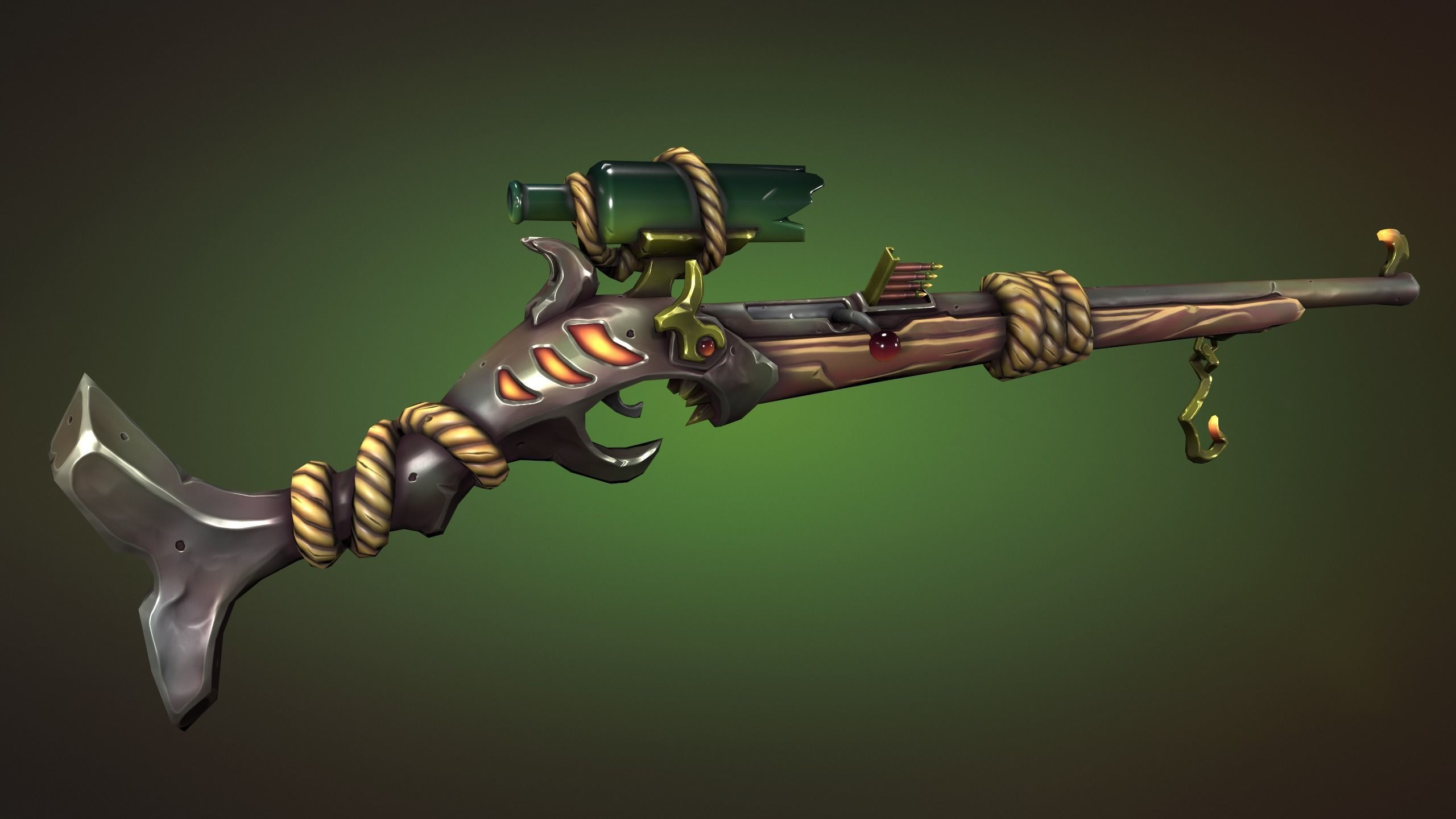 Shark sniper rifle Low-poly 3D model_3