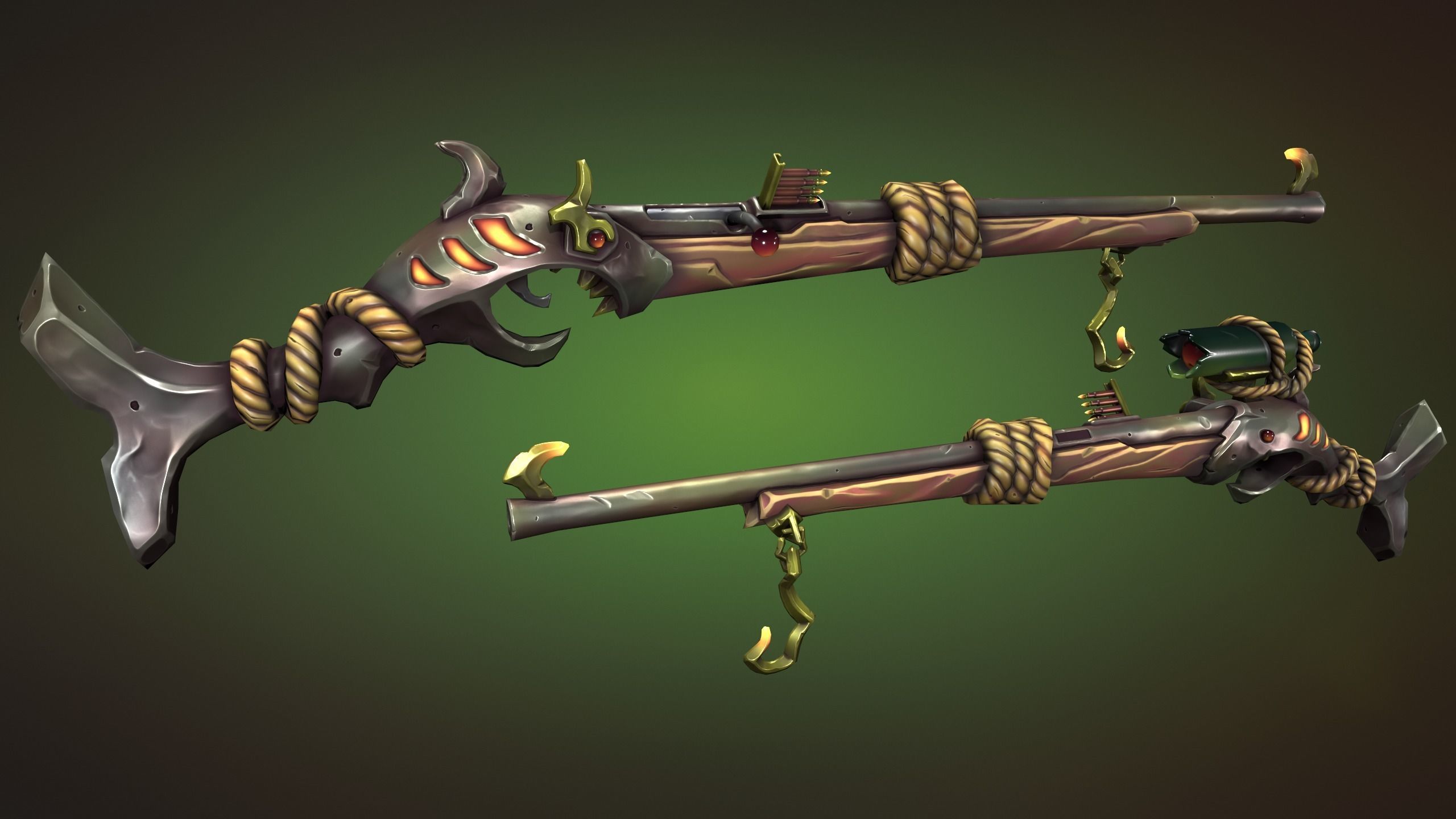 Shark sniper rifle Low-poly 3D model_15