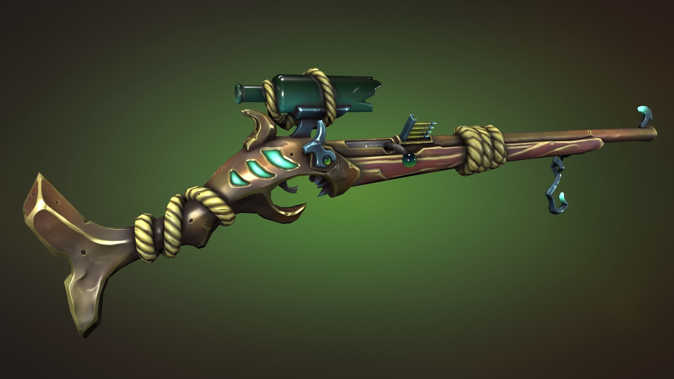 Shark sniper rifle Low-poly 3D model_6