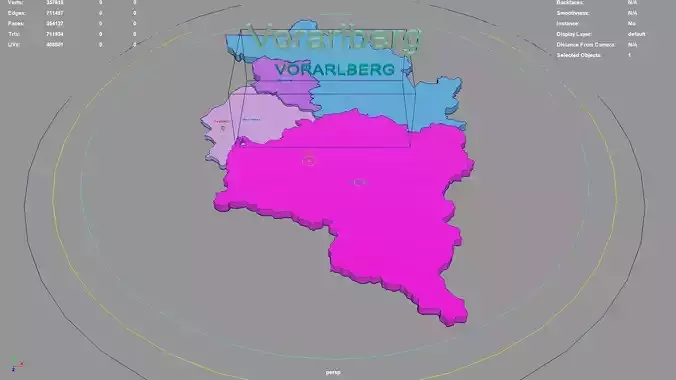 Vorarlberg  Austria map region geography political geographic 3D model