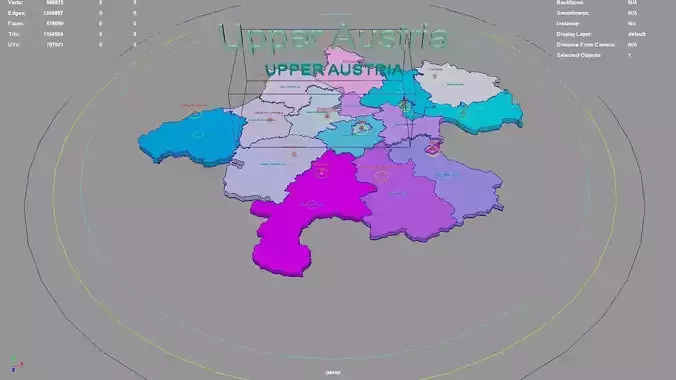 Upper Austria  Austria map region geography political geographic 3D model