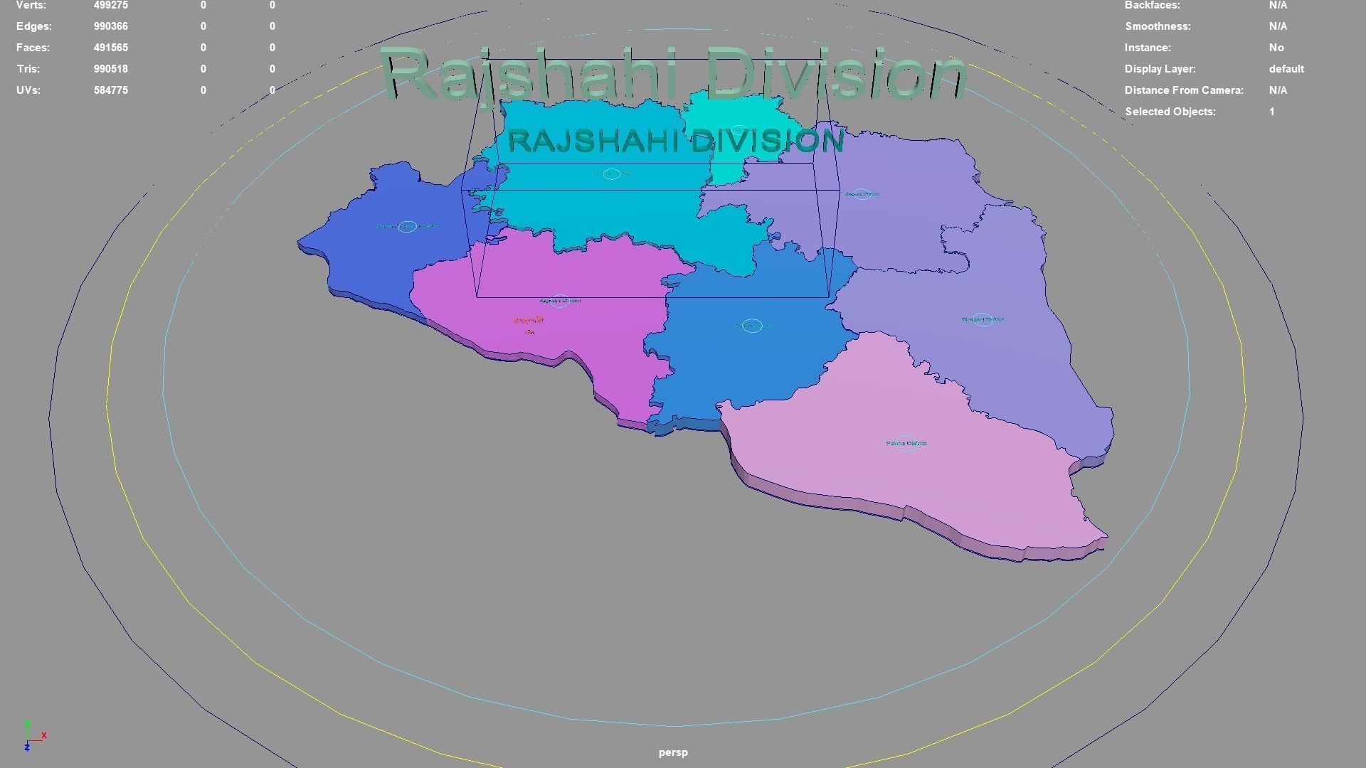 Abc Region Rajbhasa Rajshahi Division Northern Bengal Bangladesh map region 3D model rigged ...