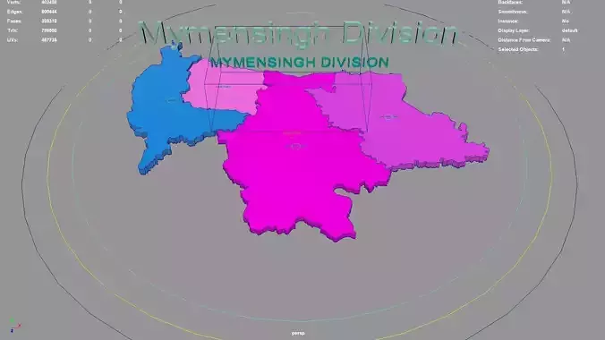 Mymensingh Division  Central Bengal  Bangladesh map region 3D model
