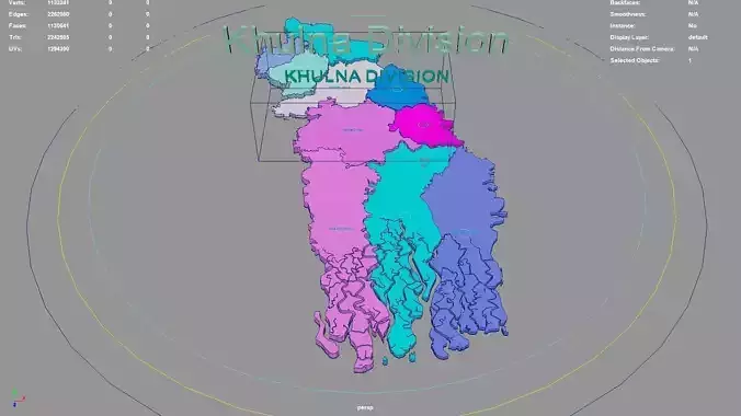 Khulna Division Southern Bengal Bangladesh map region 3D model