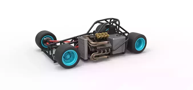 Supermodified front engine race car Base V2 Scale 1 to 25 3D print model