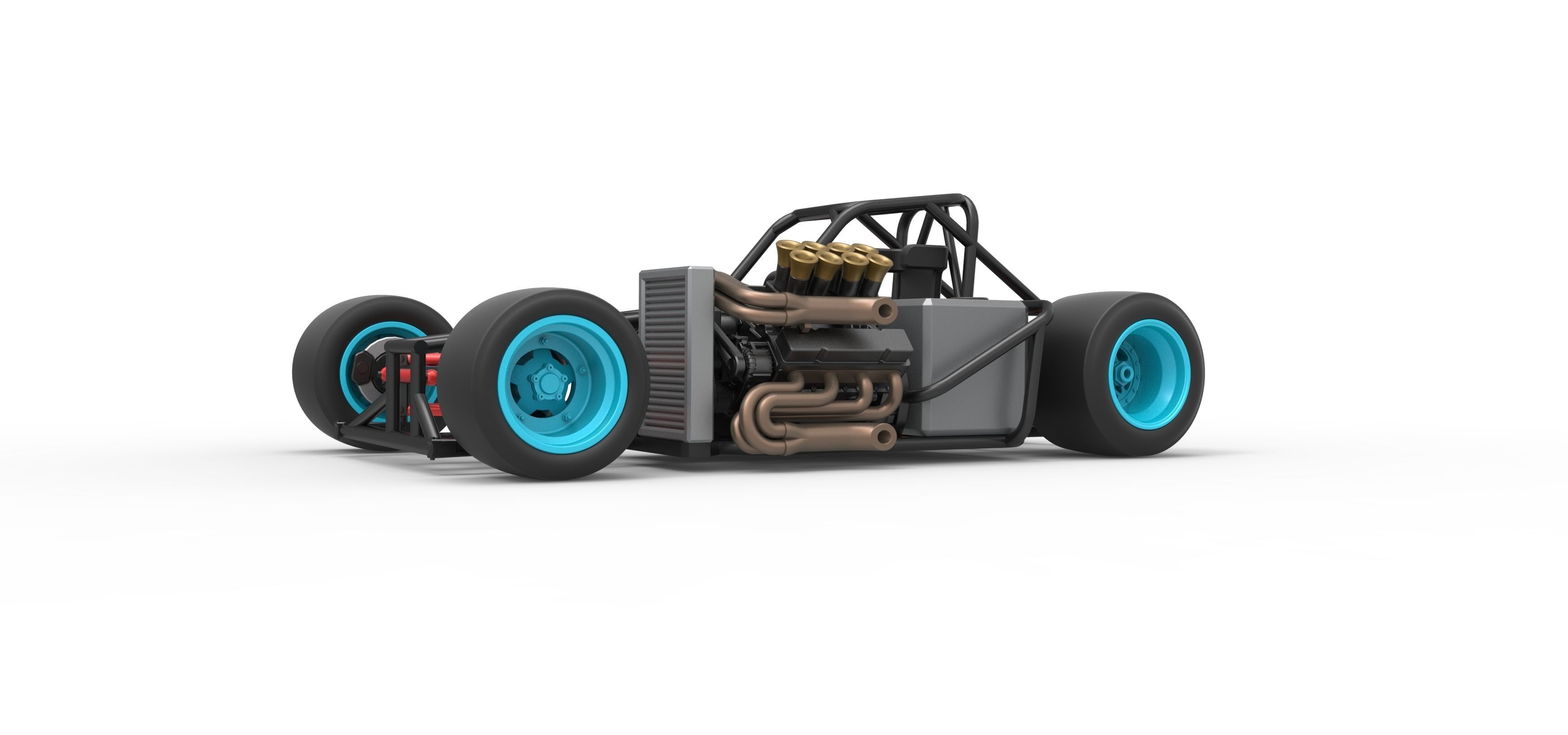 Supermodified front engine race car Base V2 Scale 1 to 25 3D print model_2