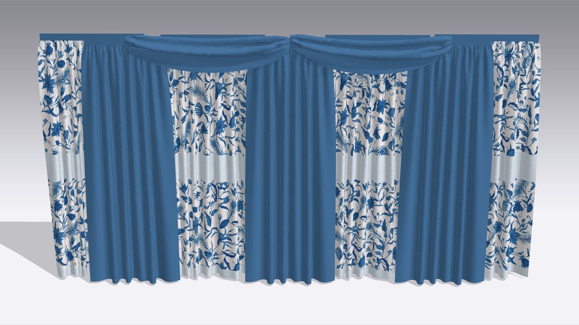 Curtain Low-poly 3D model_3