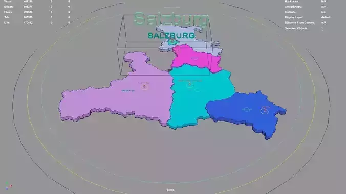 Salzburg  Austria map region geography political geographic 3D model