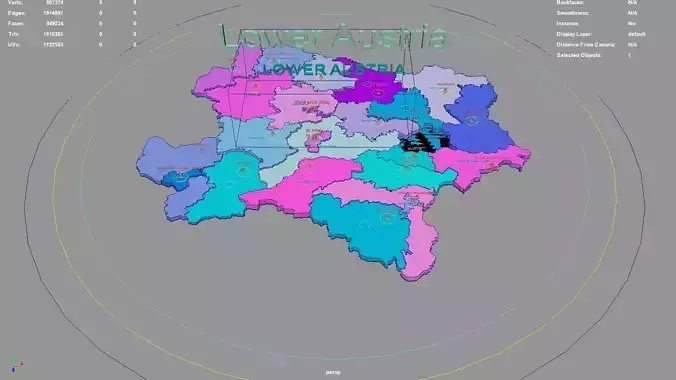 Lower Austria  Austria map region geography political geographic 3D model