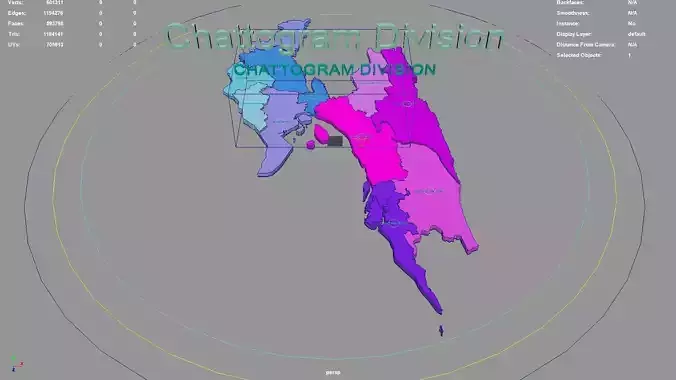 Chattogram Division Eastern Bengal Bangladesh map region 3D model