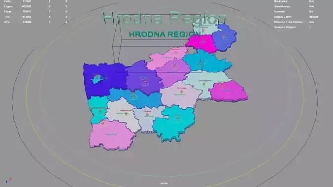 Hrodna Region  Belarus map region geography political geographic 3D model