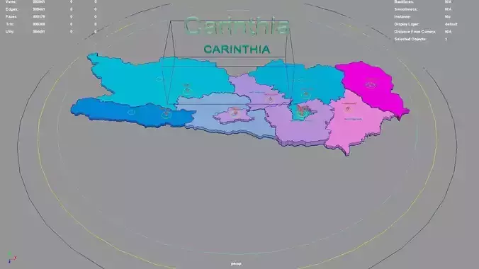 Carinthia  Austria map region geography political geographic 3D model