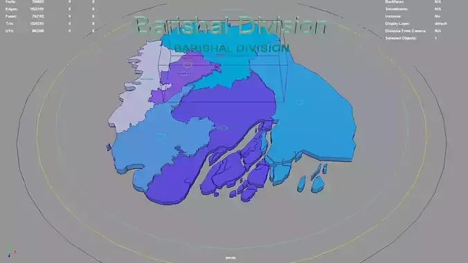 Barishal Division Southern Bengal Bangladesh map region 3D model