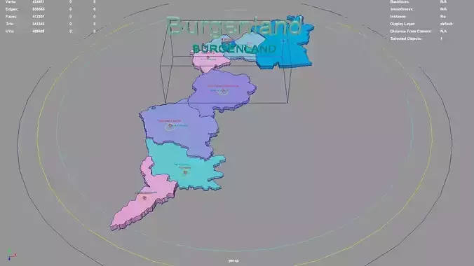 Burgenland  Austria map region geography political geographic 3D model