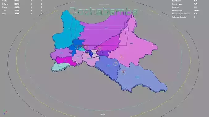 Cochabamba  Bolivia map region geography political geographic 3D model