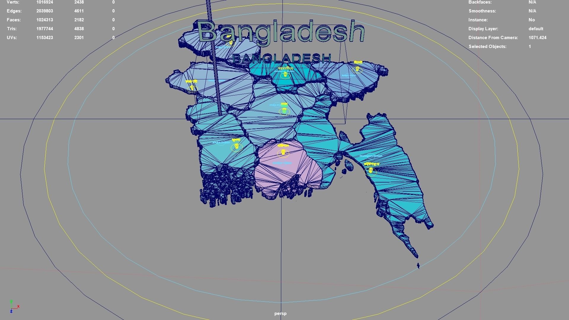 Bangladesh map region geography political geographic 3D model_4