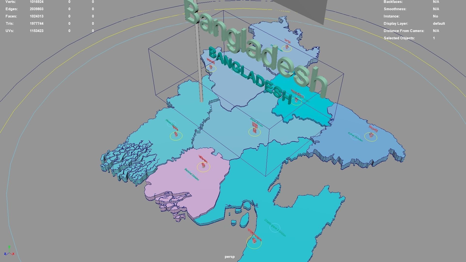 Bangladesh map region geography political geographic 3D model_3