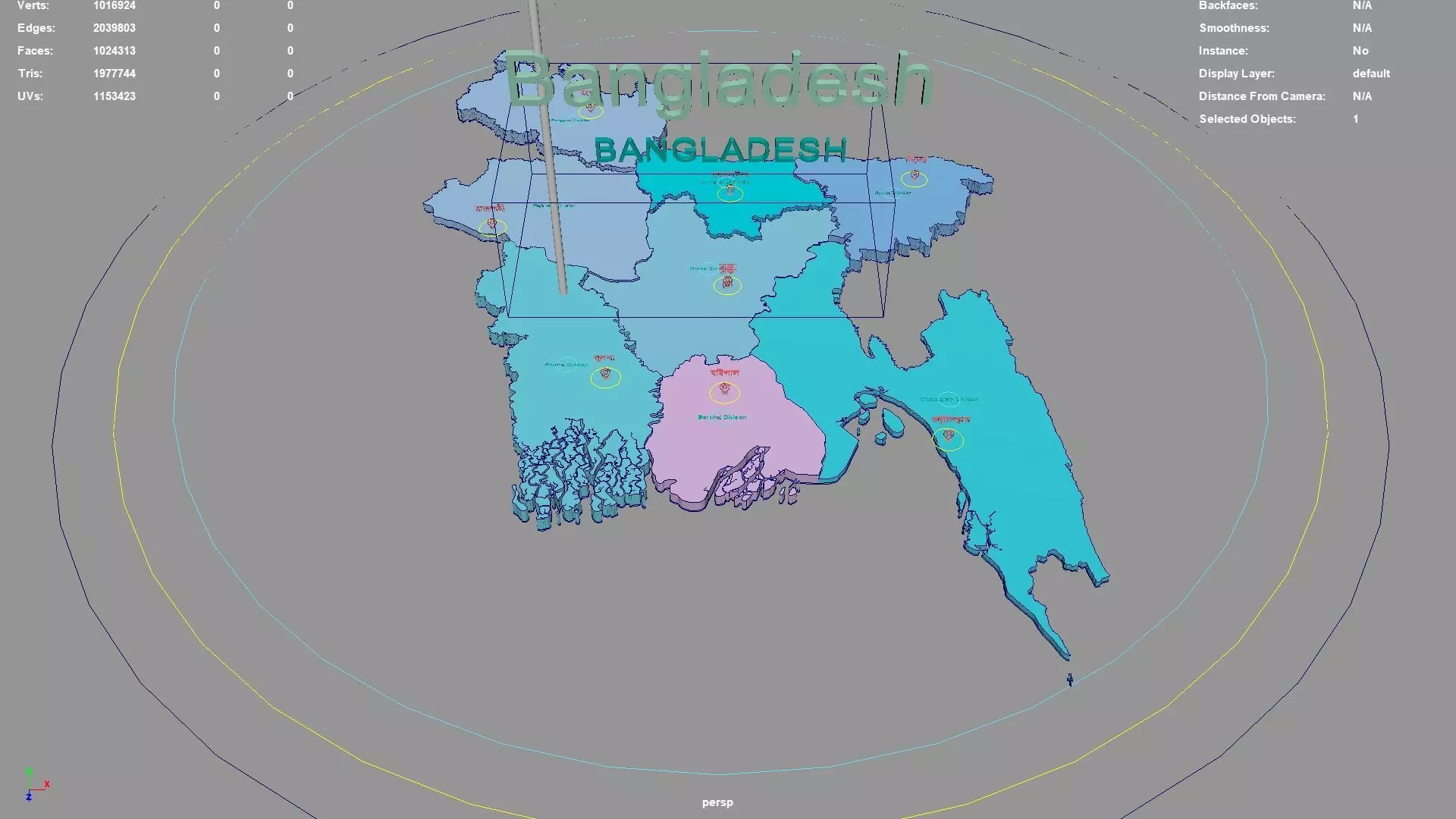 Bangladesh map region geography political geographic 3D model_0