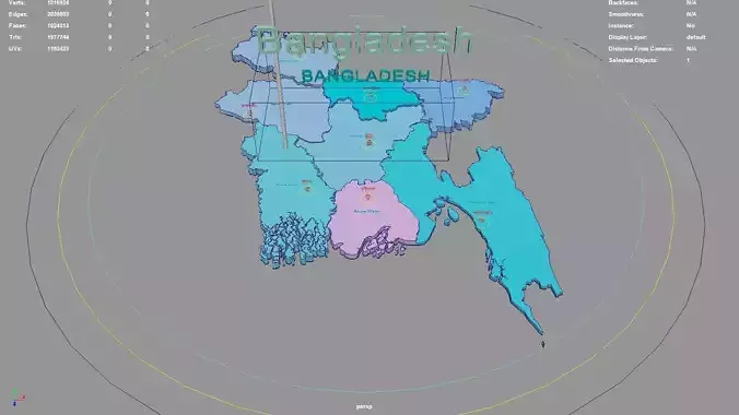 Bangladesh map region geography political geographic 3D model