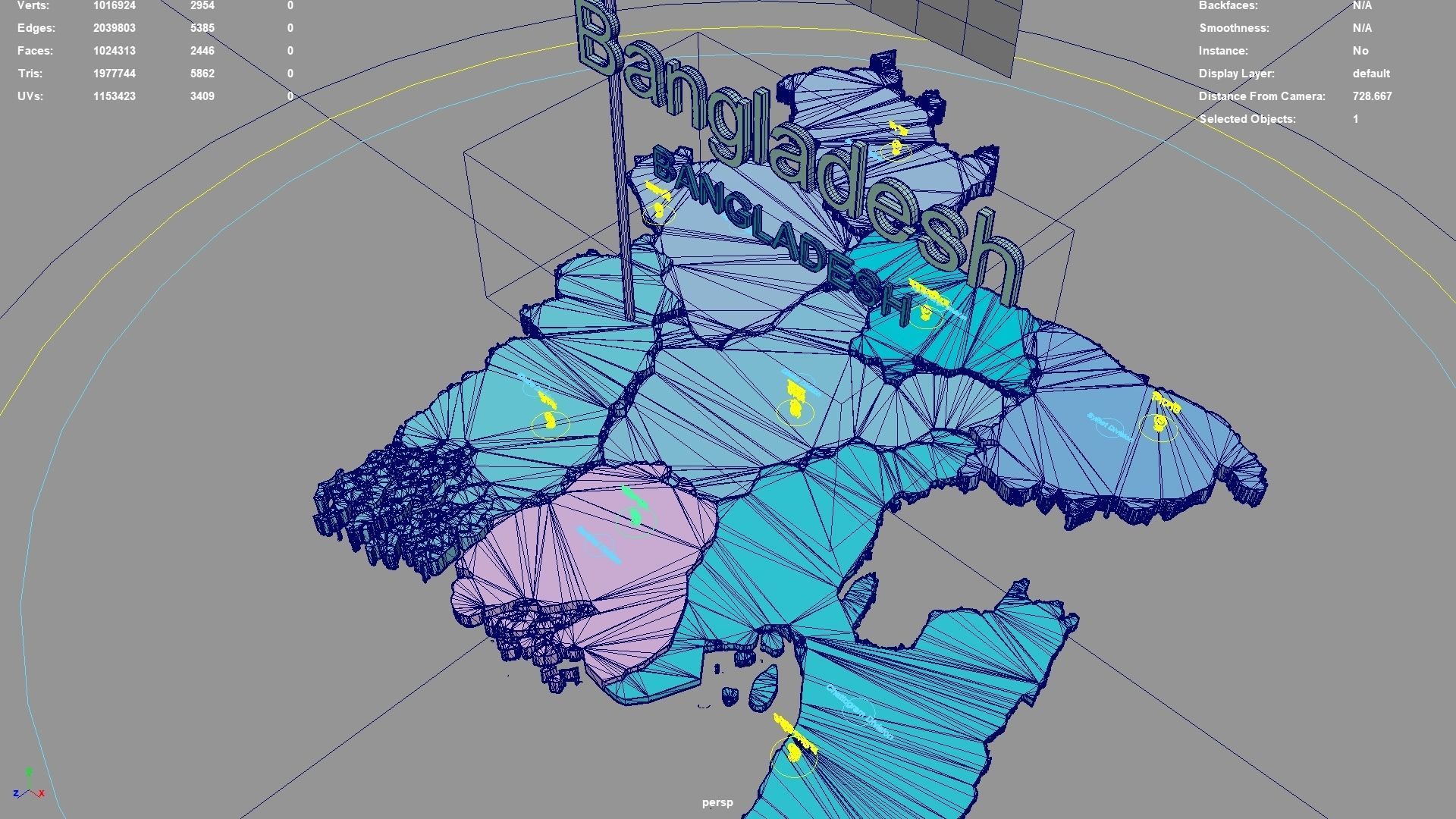 Bangladesh map region geography political geographic 3D model_6