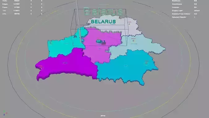 Belarus map region geography political geographic administrative 3D model