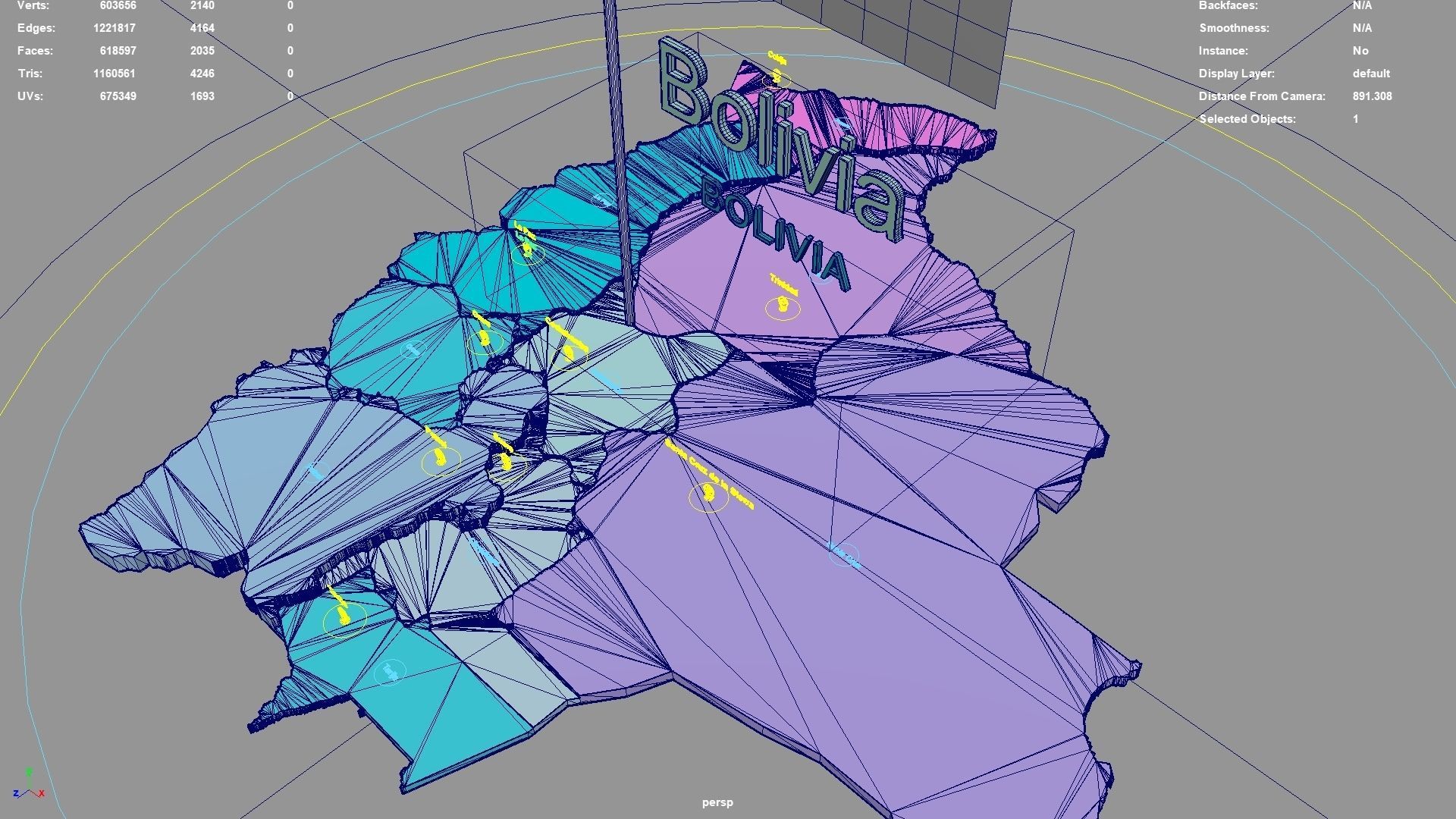 Bolivia map region geography political geographic administrative 3D model_6