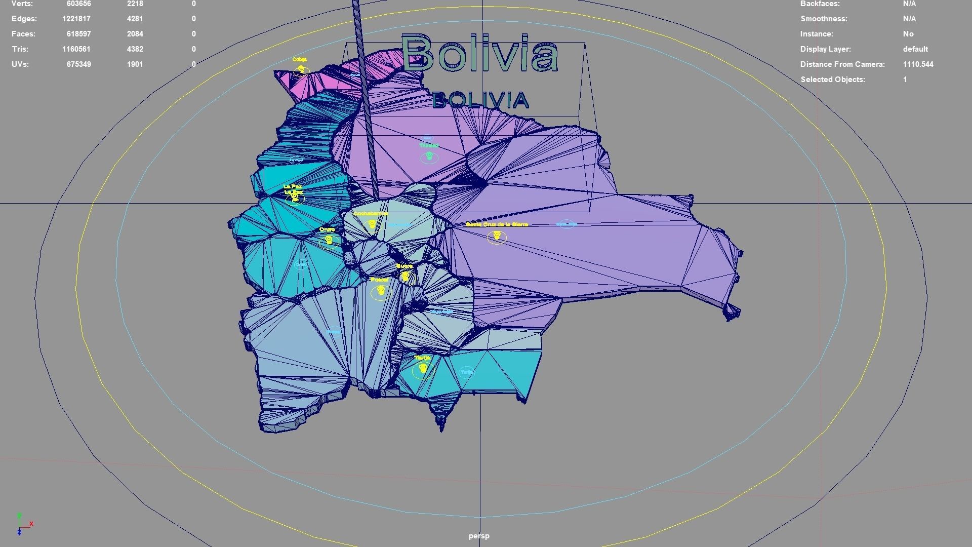 Bolivia map region geography political geographic administrative 3D model_4