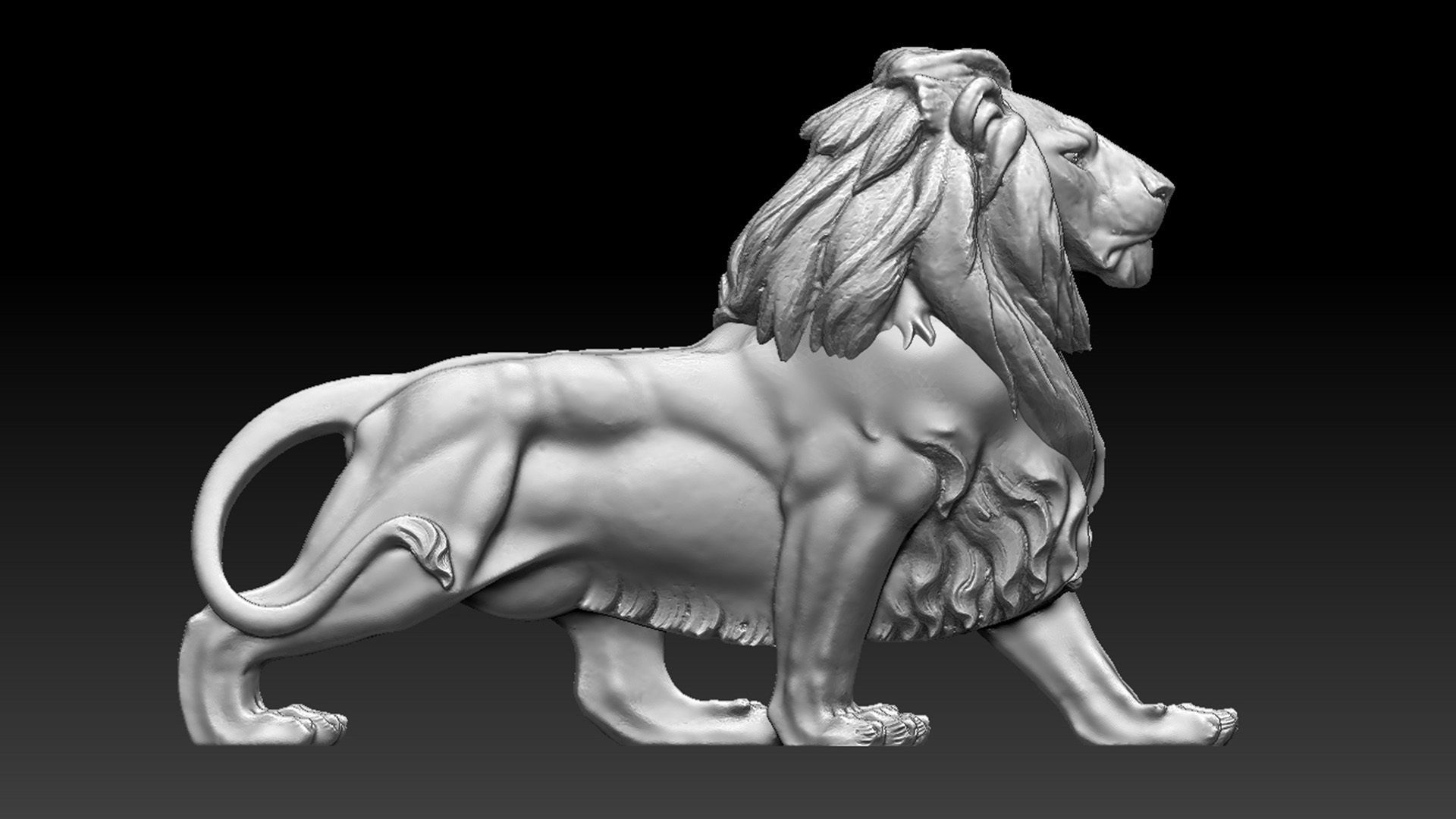 lion sculpture 3D print model_6
