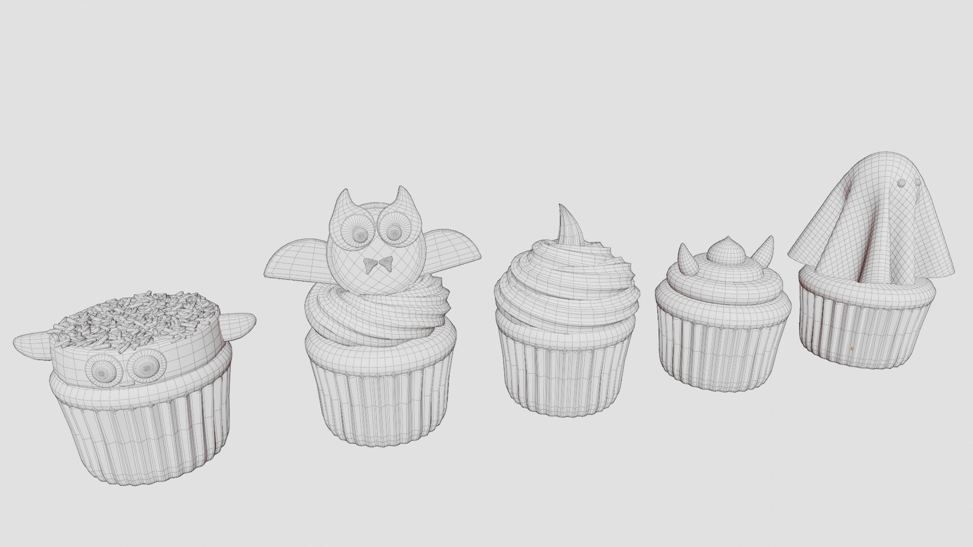 Halloween Cupcakes Low-poly 3D model_6