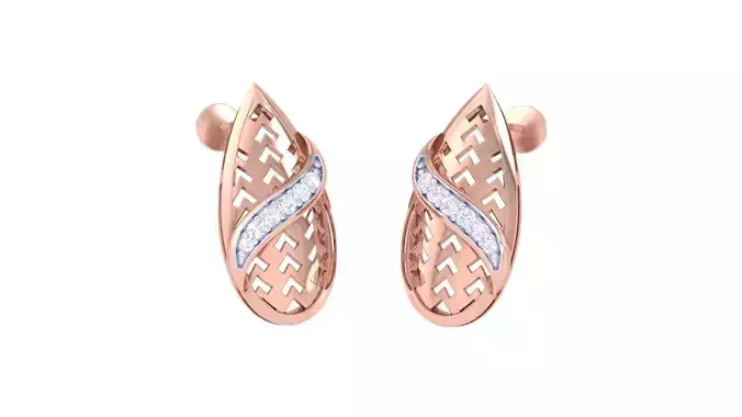 Waves High Jewelry Diamond Earrings 3dm stl renders details