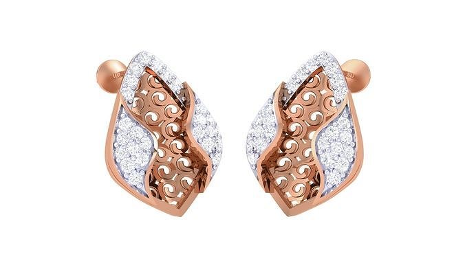 Mesh Vines High Jewelry Diamond Earrings 3dm stl renders details 3D print model